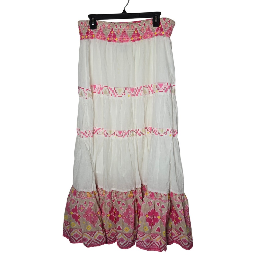 Style & Co Tiered Maxi Skirt Size Large Boho Hippie Summer Resort Vacation Beach